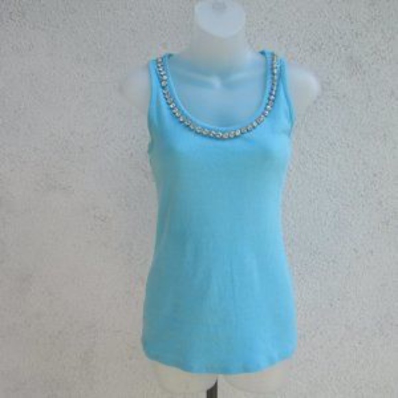INC Jewel Neck Ribbed Tank Top M - Picture 6 of 7